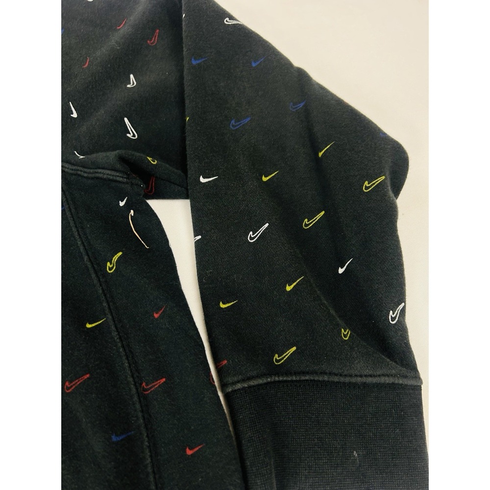 Nike Sportswear Club Fleece Allover Printed Swoosh Hoodie Mens Medium Black - Picture 9 of 16